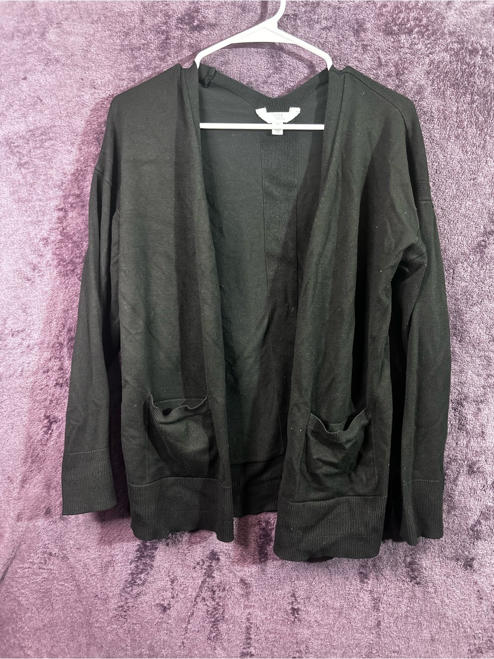 Time and Tru Black Open-Front women’s Cardigan